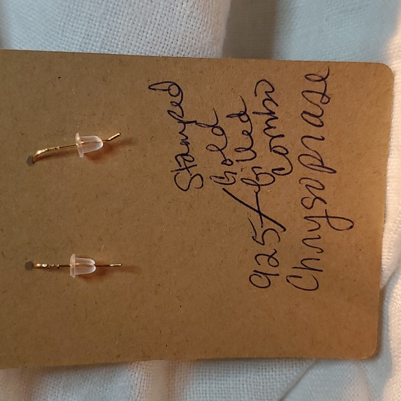 Chrysoprase Wirewrapped Dainty Earrings Gold Filled and 925 NWOT - Picture 5 of 5